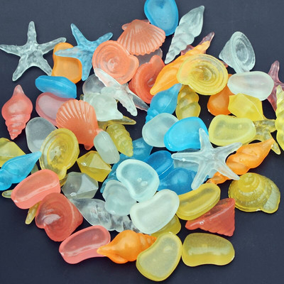 Shell Creative Luminous Stones Ocean Glow in Dark Garden Decor akvárium dekoráció Pebble Rocks Akvárium 100db Mix Color H1104