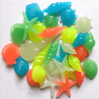 Shell Creative Luminous Stones Ocean Glow in Dark Garden Decor Dekoracija Akvariumas Akvariumas Akvariumas 100 vnt Mišrios spalvos H1104