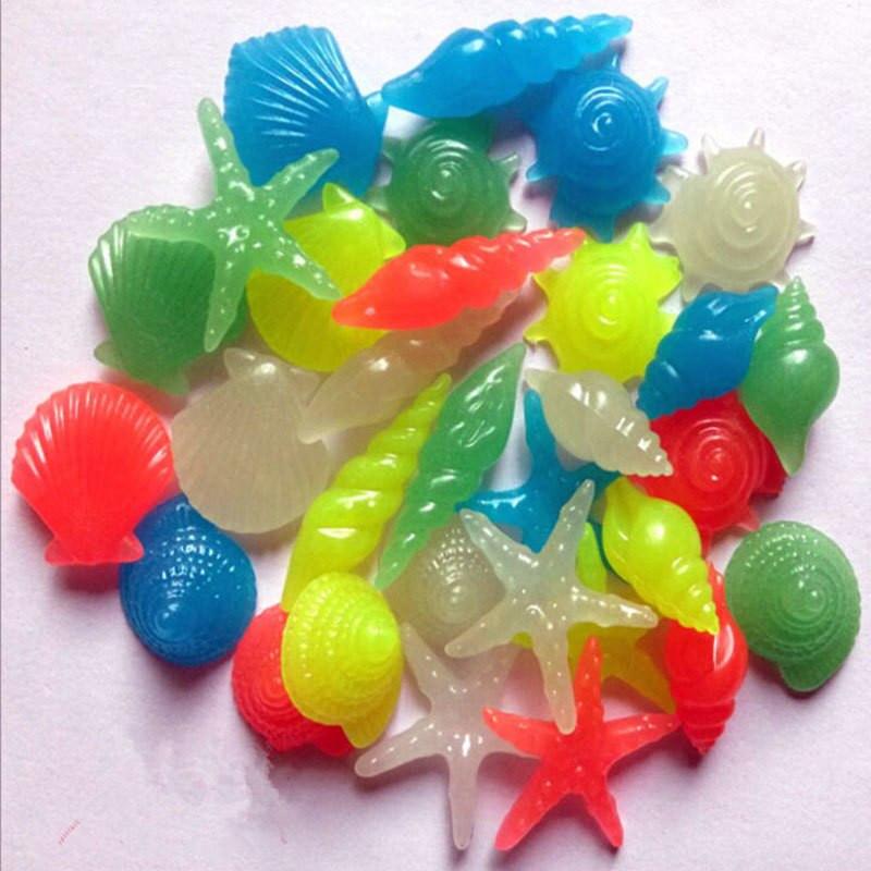 Shell Creative Luminous Stones Ocean Glow in Dark Garden Decor Dekoracija Akvariumas Akvariumas Akvariumas 100 vnt Mišrios spalvos H1104