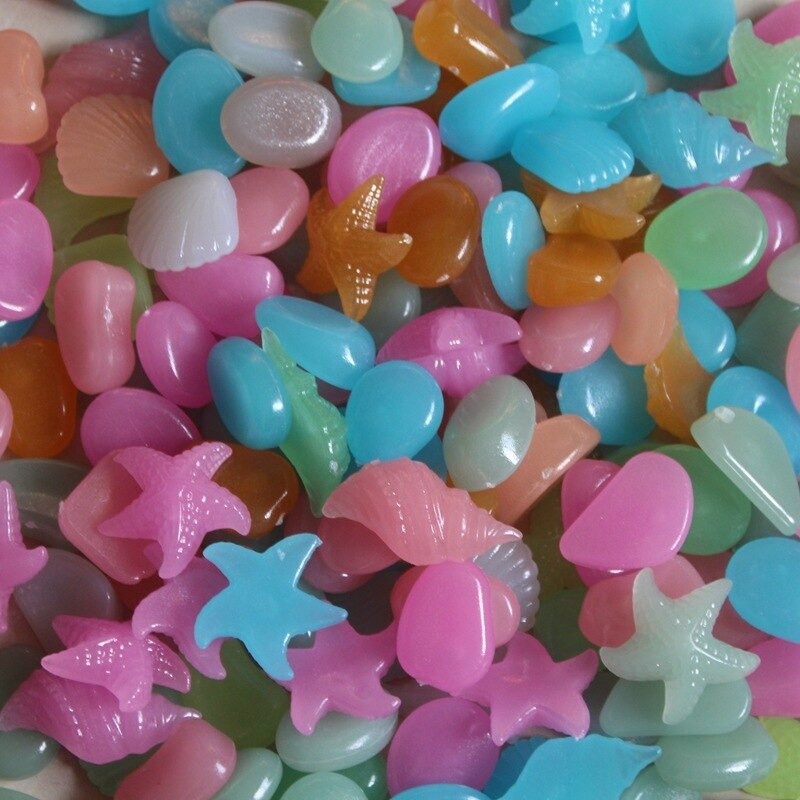 Shell Creative Luminous Stones Ocean Glow in Dark Garden Decor Dekoracija Akvariumas Akvariumas Akvariumas 100 vnt Mišrios spalvos H1104