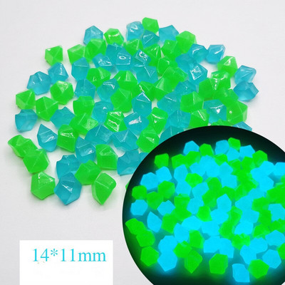 Karštas išpardavimas 300 vnt 14 mm šviesūs akmenys, šviečiantys tamsoje akmenukais Namų sodo apdaila Lauko kiemo vejos tako dekoras Švytinčios uolos