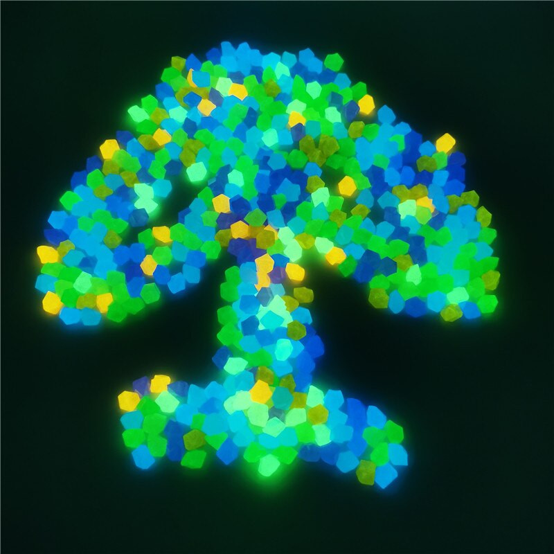 Karštas išpardavimas 300 vnt 14 mm šviesūs akmenys, šviečiantys tamsoje akmenukais Namų sodo apdaila Lauko kiemo vejos tako dekoras Švytinčios uolos