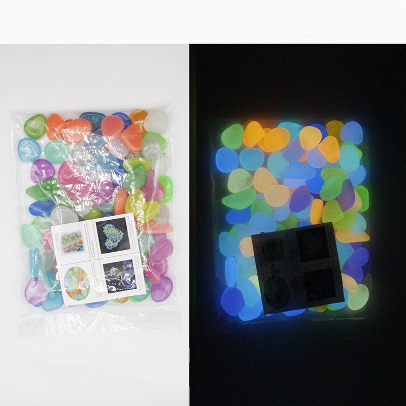 Karštas išpardavimas 300 vnt 14 mm šviesūs akmenys, šviečiantys tamsoje akmenukais Namų sodo apdaila Lauko kiemo vejos tako dekoras Švytinčios uolos