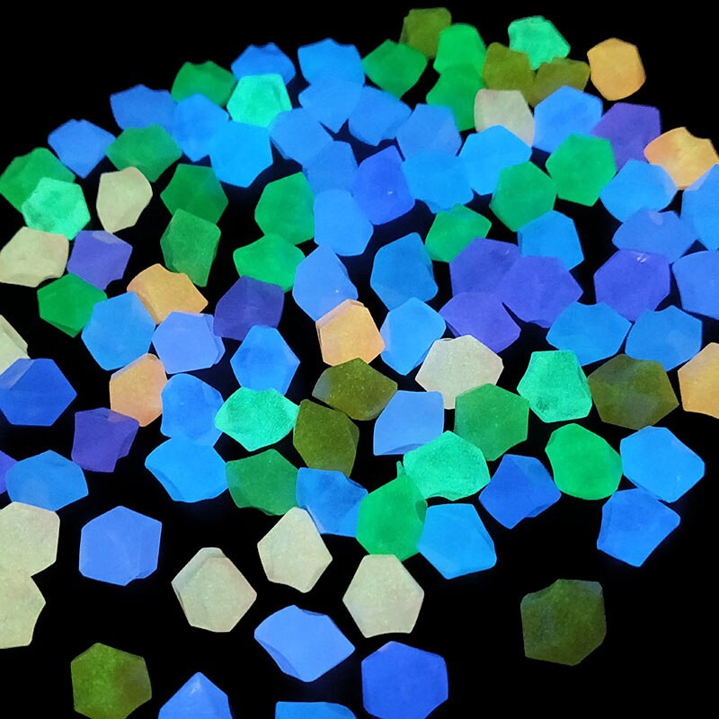 300 бр./торба Светещи камъчета, светещи в тъмната градинска камъчета, светещи камъни за пешеходни пътеки, морава, двор, градински декор, светещи камъни