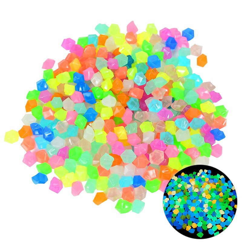 300 vnt. Sodo dekoras Šviečiantys akmenys, šviečiantys tamsiais akmenukais, namų lauko kiemo, vejos tako apdaila, akvariumo akvariume švytinčios uolos