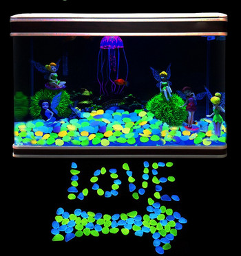 100 бр. Градински декор Светещи камъни, светещи в тъмното Декоративни камъчета Външна декорация на аквариум Камъче Скали Аквариум Микс цвят
