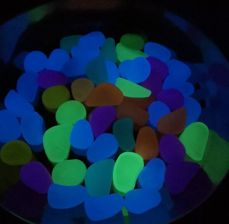 100vnt sodo dekoras Šviečiantys akmenys tamsoje šviečiantys dekoratyviniai akmenukai lauko akvatorijos dekoravimas akmenukų uolų akvariumo mišinio spalva