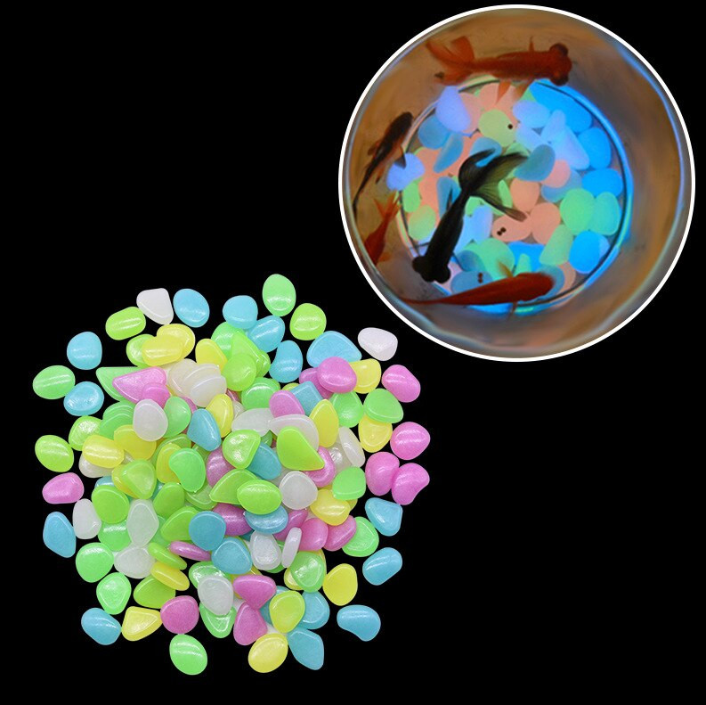 100vnt sodo dekoras Šviečiantys akmenys tamsoje šviečiantys dekoratyviniai akmenukai lauko akvatorijos dekoravimas akmenukų uolų akvariumo mišinio spalva