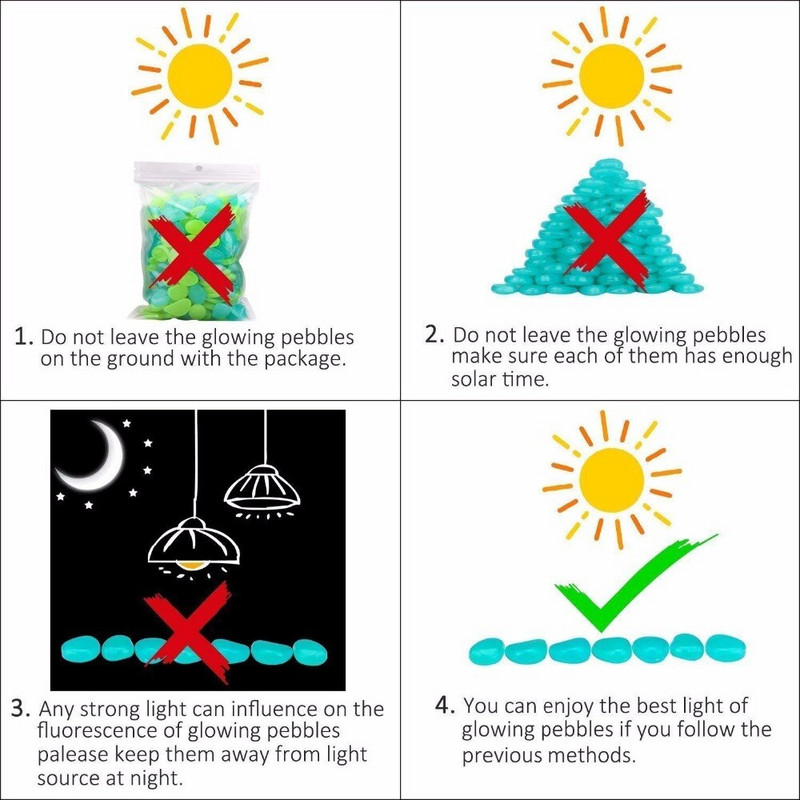 100 vnt./pak. Šviečiantys akmenukai akmenukai namo akvatorijos sodo kiemo puošmena Šviečiantys tamsoje šviečiantys akmenys Dovanų priedas