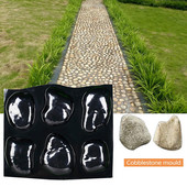 Trinkelių formos akmens betono formos Upės uola 6 dideli akmenukai formos padėklas, žingsniuojantis sodo tako dekoravimui