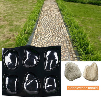 Trinkelių formos akmens betono formos Upės uola 6 dideli akmenukai formos padėklas, žingsniuojantis sodo tako dekoravimui