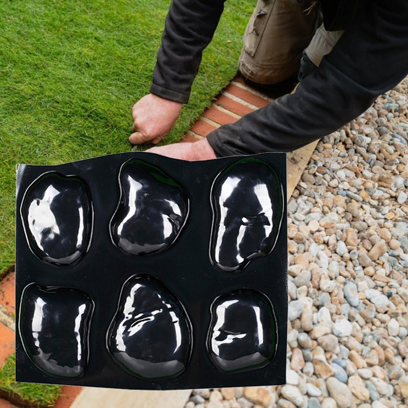 Trinkelių formos akmens betono formos Upės uola 6 dideli akmenukai formos padėklas, žingsniuojantis sodo tako dekoravimui