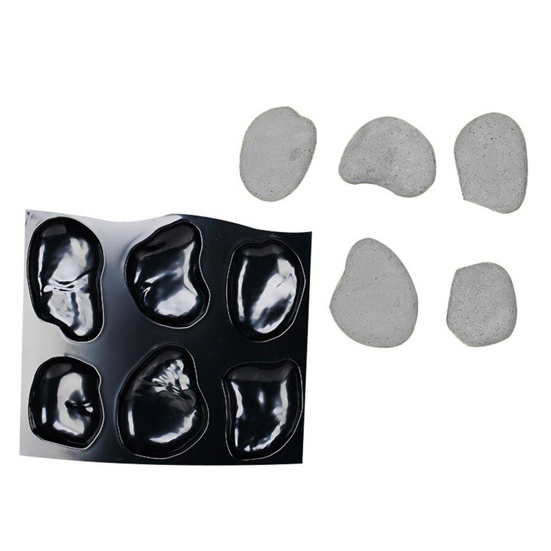Trinkelių formos akmens betono formos Upės uola 6 dideli akmenukai formos padėklas, žingsniuojantis sodo tako dekoravimui