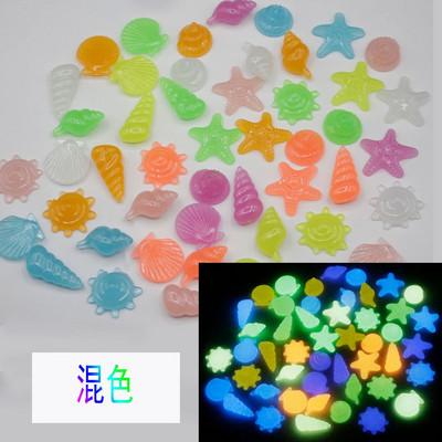 40 db Sötétben világító kövek tengeri csillag kagylóhéj alakú dekoratív kert akvárium akvárium medence táj világító kő