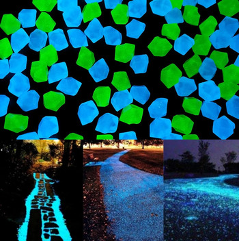 300 бр. 14 мм светещи в тъмното чакъл светещи камъни Декорация на открита градина за аквариумни аквариуми Пътеки за морава Пътека Декорация на вътрешен двор