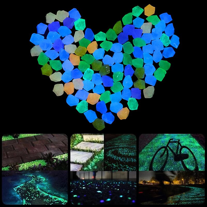 300db 14mm-es világító sötétben kavics izzó kövek kültéri kert dekoráció akvárium akvárium sétányok gyep ösvény terasz dekoráció