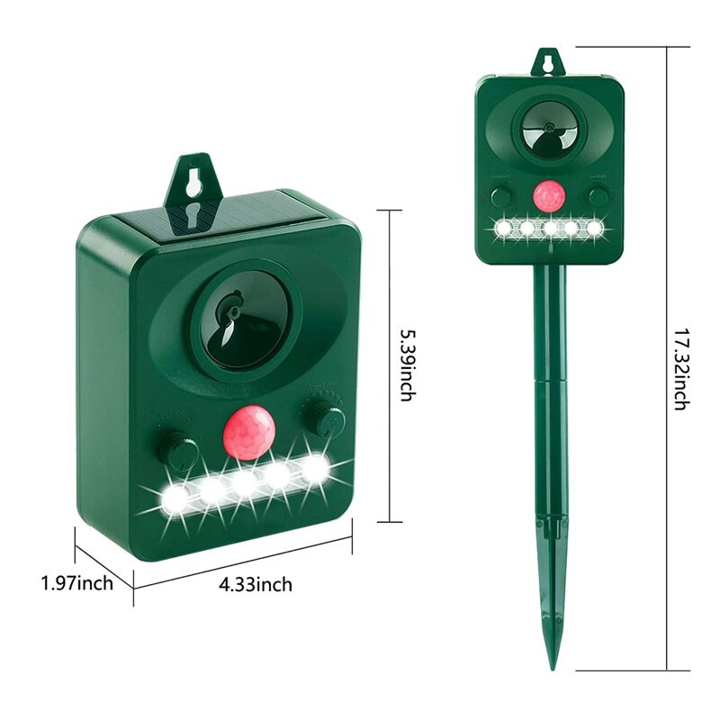 Hot Cat repelentas lauke, ultragarsinis gyvūnų repelentas su mirksinčia LED lempute, vandeniui atsparus gyvūnų atbaidiklis su judesio jutikliu