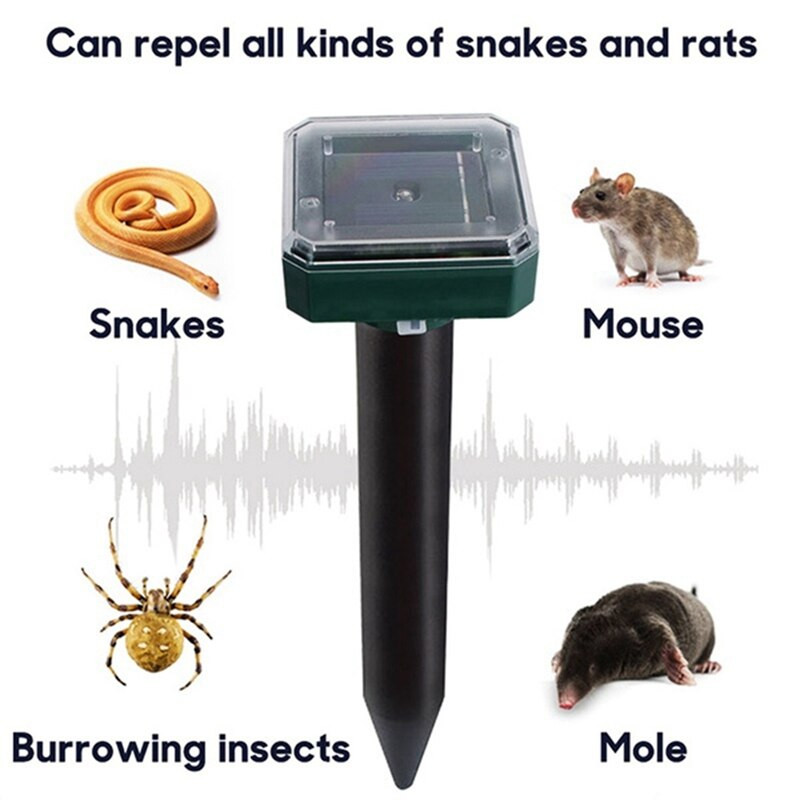 2 bucăți solar cu ultrasunete LED respingător de vibrații Repeler pentru șarpe Repeler electronic pentru șarpe pentru grădina curte, etc.