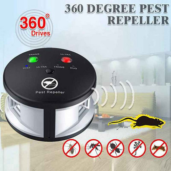Riple Rodent Repeller, Ultrasonic Pest Repeller, Pressure Wave, Indoor For Pos, Αρουραίους, Αράχνες, 360 Degree, UK Plug
