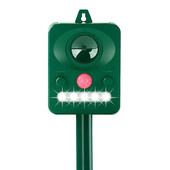 Macskariasztó kültéri, ultrahangos állatriasztó LED villogó fénnyel, vízálló állatriasztó mozgásérzékelővel