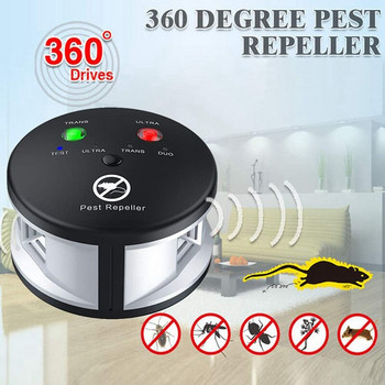 Πρακτικό Riple Rodent Repeller, Ultrasonic Pest Repeller, Pressure Wave, Indoor for ποντίκια, αρουραίους, αράχνες, βύσμα Eu 360 μοιρών