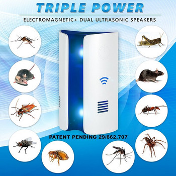 Πρακτικό υπερηχητικό Ηλεκτρομαγνητικό Απωθητικό Εντόμων, Συνδέστε το Απωθητικό Εσωτερικού και Εξωτερικού σπιτιού, Απαλλαγείτε από κουνούπια, μυρμήγκια,