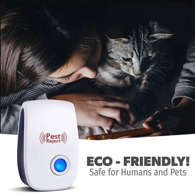 Praktický ultrazvukový odpudzovač škodcov, 8 kusov, elektronický odpudzovač škodcov do zásuvky, pre domácnosti, kancelárie, sklady, hotely, s americkou zástrčkou