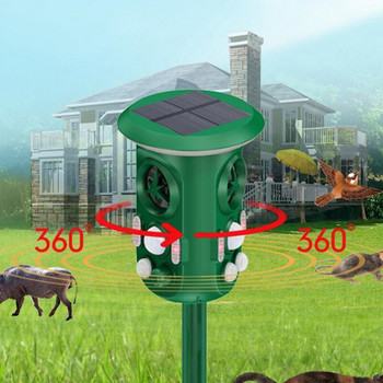 Ултразвуково устройство за отблъскване на животни, слънчево средство за възпиране на животни със сензор за движение, водоустойчиво око на хищник за кучета, котки, вредители, миещи мечки и др.