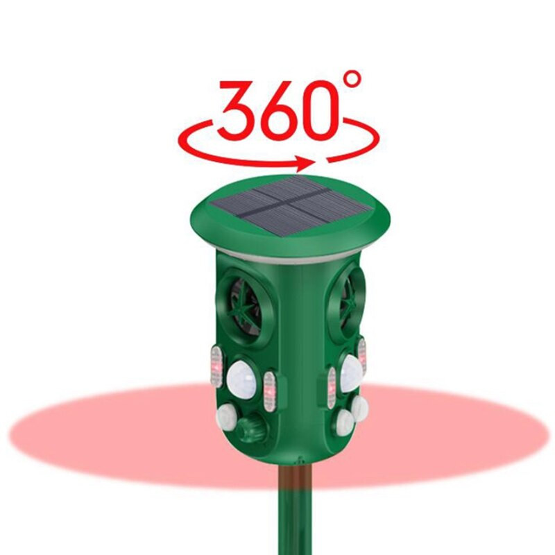 Ultragarsinis gyvūnų atbaidiklis, saulės gyvūnų atbaidymo priemonė su judesio jutikliu, vandeniui atspari plėšrūno akis šunims, katėms, kenkėjams, meškėnams ir kt.