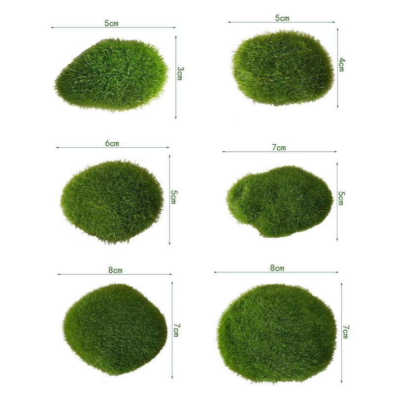 36 kusov umelých machových kameňov rôznych veľkostí, dekoratívne umelé kamene na kvetinové aranžmány, rozprávkové záhrady a teráriá.