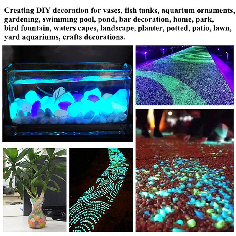 300 buc/pachet decor de grădină Pietre luminoase Pietricele fluorescente care strălucesc în întuneric roci pentru decorarea acvariului în aer liber pentru acvariu