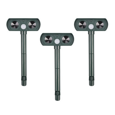 3PCS Solárny repelent na mačky, plašič, dvojitý ultra odstrašujúci záhradný prenasledovateľ zvierat