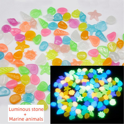 RBCFHl 40-800 ks Farebné svietiace hviezdice ulity Shed svietiace v tme kamene Dekoratívne záhradné akvárium Akvárium
