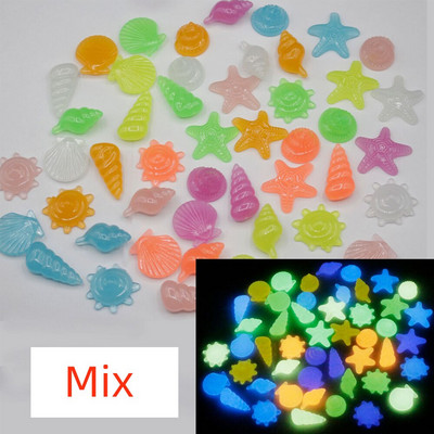 RBCFHl 40-800 ks Farebné svietiace hviezdice ulity Shed svietiace v tme kamene Dekoratívne záhradné akvárium Akvárium