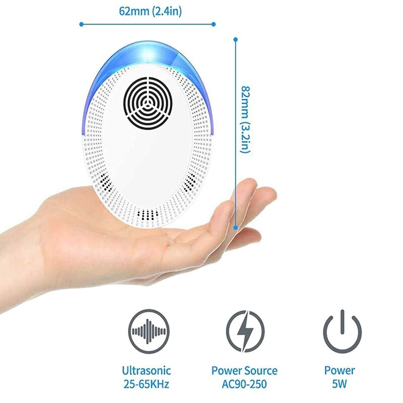 Pachete de 4 dispozitive de respingere a dăunătorilor cu ultrasunete, dispozitiv electronic de respingere a dăunătorilor pentru controlul dăunătorilor, sigur pentru copii și animale de companie, priză SUA