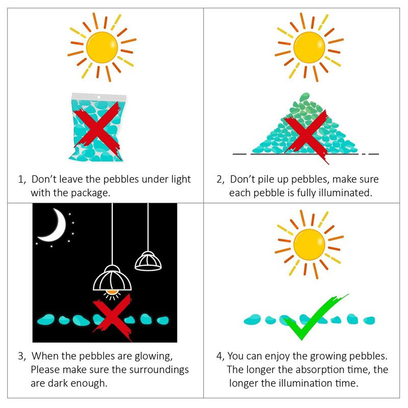 200 vnt. sodo puošmena akmenukai šviečiantys akmuo tamsoje Dekoratyviniai akmenukai lauko akvariumo apdaila