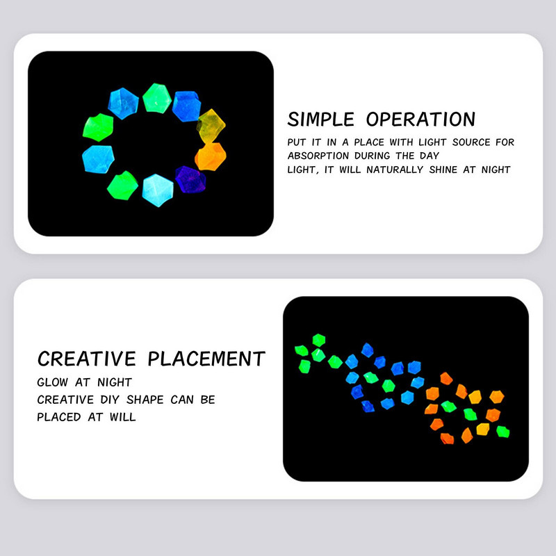 300/500 ks Vonkajšia záhradná dekorácia Kamienky Kameň Svietiaci v tme Dekoratívne kamienky Svetelné akvárium Dekorácia