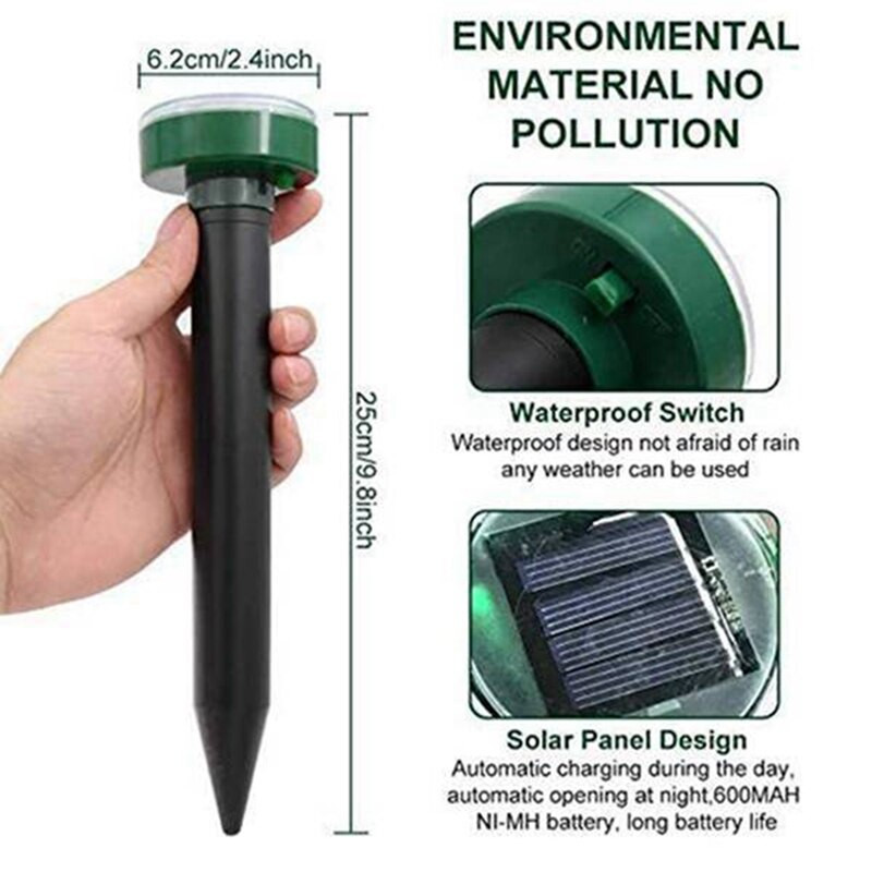 6 db vakondriasztó, kültéri Solar Sonic vakondriasztó, Gophers riasztó, kígyóriasztó, füves kerti udvarhoz stb.