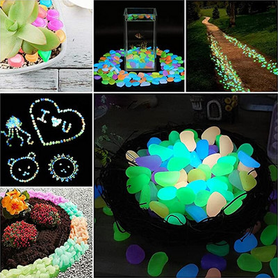 100/300 Db Glow in the Dark Garden Kavicsok akváriumhoz Kerti ültetvények Tájrendezés Csatorna Ragyogó Kavics Kavics Dekor