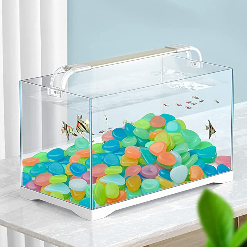 Pietricele de grădină strălucitoare în întuneric de 100/300 de buc pentru rezervor de pește, acvariu, jardiniere de grădină, canal de amenajare a teritoriului, pietriș strălucitor, pietriș decor