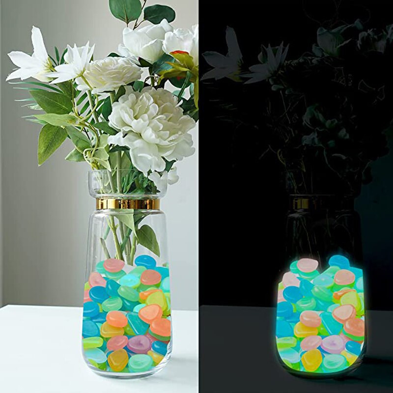 Pietricele de grădină strălucitoare în întuneric de 100/300 de buc pentru rezervor de pește, acvariu, jardiniere de grădină, canal de amenajare a teritoriului, pietriș strălucitor, pietriș decor