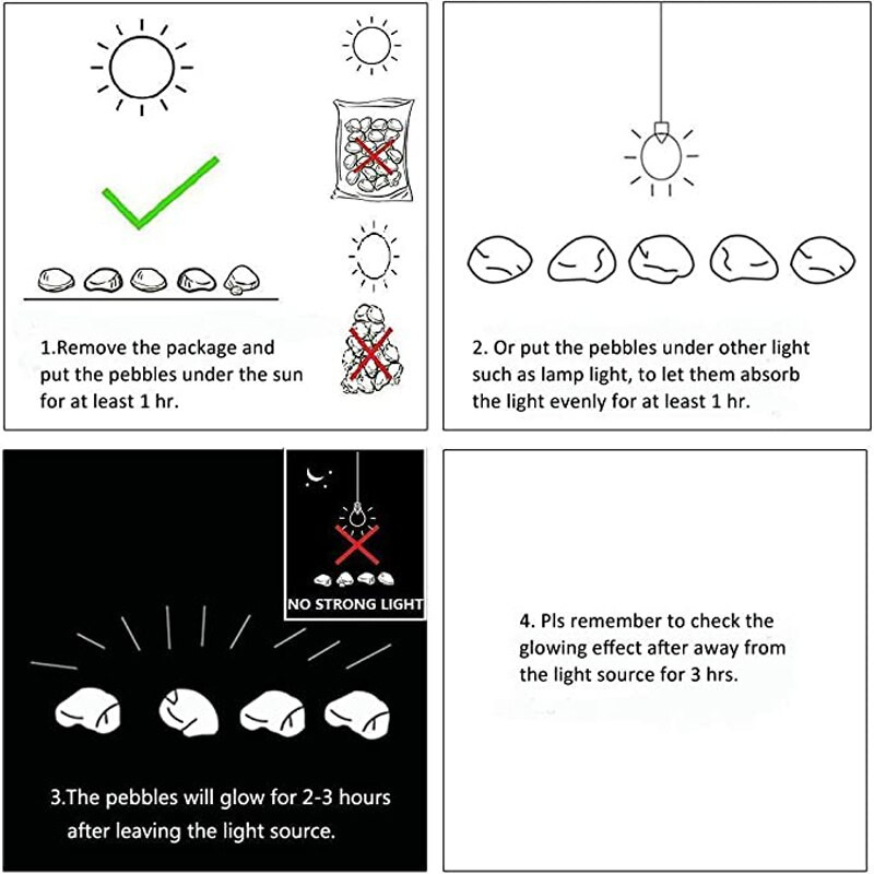 Pietricele de grădină strălucitoare în întuneric de 100/300 de buc pentru rezervor de pește, acvariu, jardiniere de grădină, canal de amenajare a teritoriului, pietriș strălucitor, pietriș decor