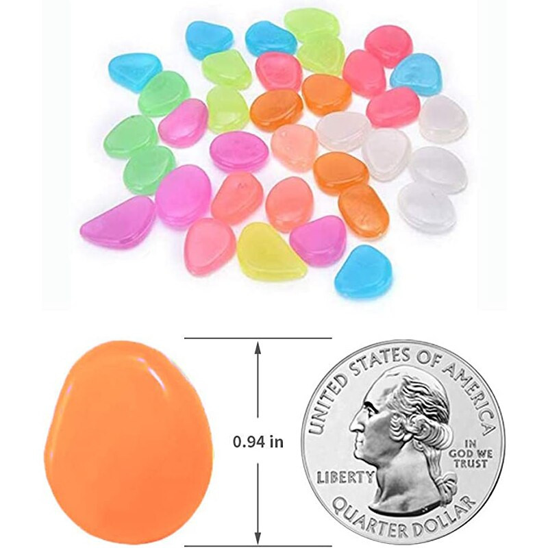 Pietricele de grădină strălucitoare în întuneric de 100/300 de buc pentru rezervor de pește, acvariu, jardiniere de grădină, canal de amenajare a teritoriului, pietriș strălucitor, pietriș decor