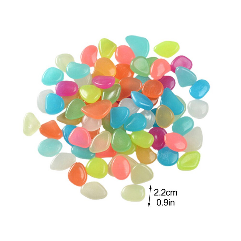 Záhradné dekorácie, svetelné kamene, simulácia dlažobných kameňov, žiarivé kamene, zmiešané farby, 100 ks, akvárium, 2,2 cm, živicové kamienky, kamienky