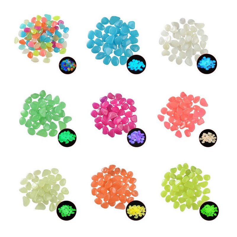 Záhradné dekorácie, svetelné kamene, simulácia dlažobných kameňov, žiarivé kamene, zmiešané farby, 100 ks, akvárium, 2,2 cm, živicové kamienky, kamienky