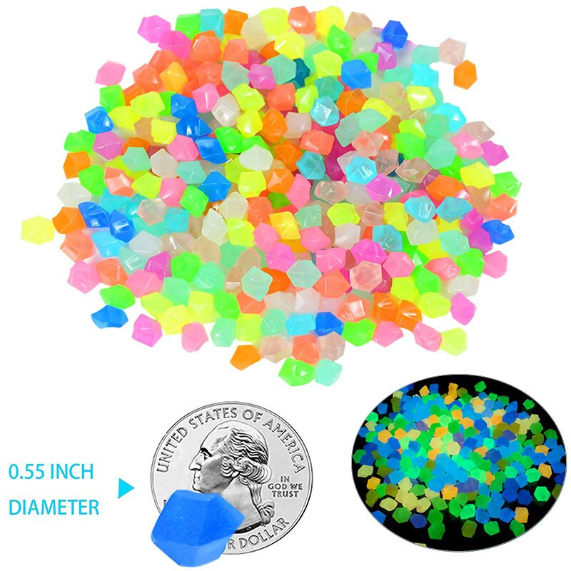 14mm fosforinis akmuo, 300 vienetų, fosforizuojantys akmenukai, sodas, namas, lauke, kiemas, vejos takas, akvariumo apdaila