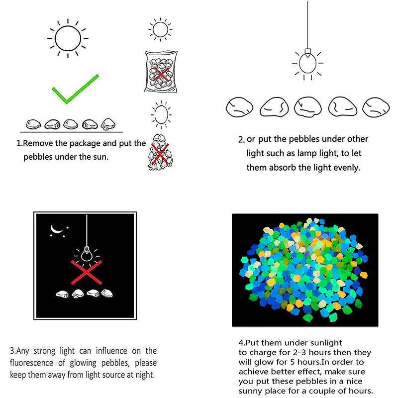 14mm fosforinis akmuo, 300 vienetų, fosforizuojantys akmenukai, sodas, namas, lauke, kiemas, vejos takas, akvariumo apdaila