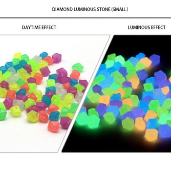 Светещ камък 100/200/500 бр. Камъчета Скали, светещи в тъмното Камъни Смесени цветове Нощна лампа за пътеки Декорации на аквариуми