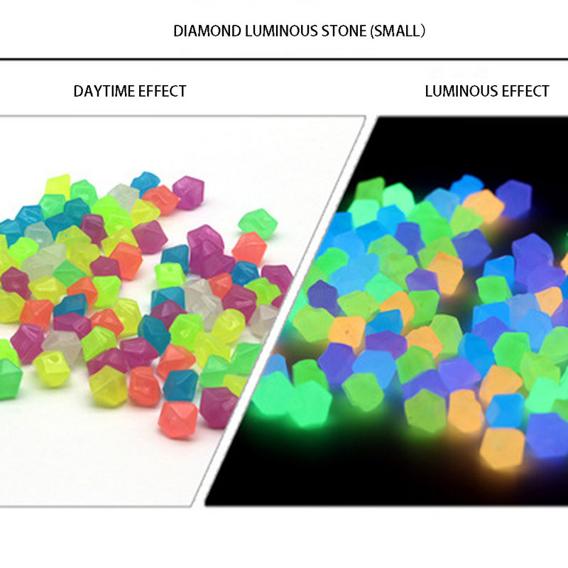 Svetelný kameň 100/200/500 ks kamienkov, kamienkov, žiariacich v tme, kameňov, mix farieb, nočné svetlo pre chodníky, dekorácie akvária