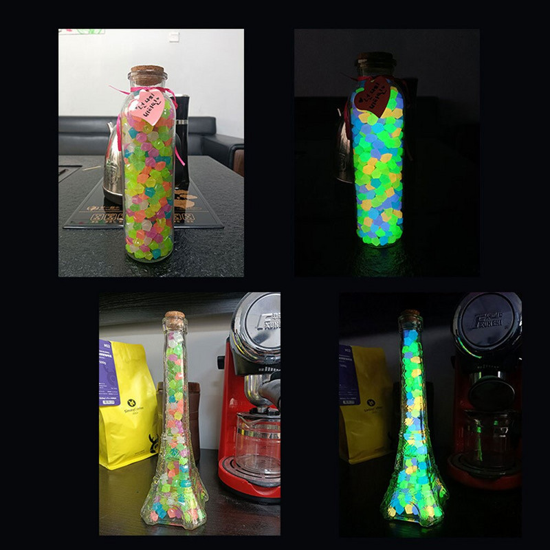 Svetelný kameň 100/200/500 ks kamienkov, kamienkov, žiariacich v tme, kameňov, mix farieb, nočné svetlo pre chodníky, dekorácie akvária